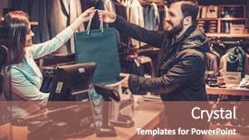  Presentation with happy sad face man - Cool new PPT theme with market size - happy handsome man taking shopping backdrop and a coral colored foreground