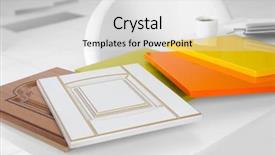  Presentation with furniture - Cool new slide set with market size - samples of wooden panels backdrop and a light gray colored foreground