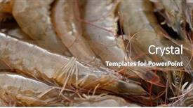  Presentation with shrimp - Presentation design with market size - stack of fresh shrimp background and a coral colored foreground