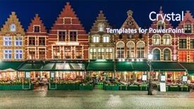  Presentation with medieval times - Cool new slide deck with market square in bruges belgium backdrop and a navy blue colored foreground
