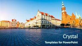  Presentation with capital market - PPT theme with market square in wroclaw poland background and a ocean colored foreground