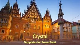  Presentation with town hall - Slide deck consisting of market square with old town background and a tawny brown colored foreground