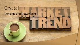  Presentation with economy - Slide deck having market-trend-word-abstract background and a coral colored foreground