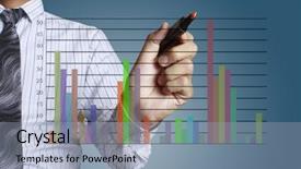  Presentation with grab hand - Cool new presentation with market trends - male hand drawing a graph backdrop and a  colored foreground