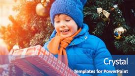  Presentation with christmas tree - PPT layouts consisting of market with present in anticipation background and a teal colored foreground