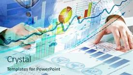  Presentation with marketing - Cool new slide set with marketing - close up of business person backdrop and a sky blue colored foreground