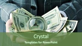  Presentation with crystal ball - Slide deck consisting of marketing - closeup of a young caucasian background and a tawny brown colored foreground