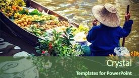  Presentation with thailand - Slides with marketing - damnoen saduak floating market background and a ocean colored foreground