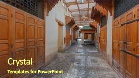  Presentation with nano diagnosis market - Beautiful PPT theme featuring destination marketing - empty market bazaar street backdrop and a tawny brown colored foreground