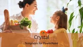  Presentation with family shopping - Slides having marketing - family shopping mother and her background and a red colored foreground