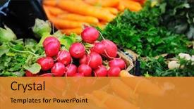  Presentation with organic - Cool new PPT layouts with marketing - fresh organic vegetables eco food backdrop and a gold colored foreground