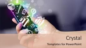  Presentation with smartphone - PPT layouts having marketing - smartphone with finance and market background and a lemonade colored foreground