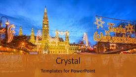  Presentation with vienna - Presentation design featuring marketing - traditional christmas market in vienna background and a gold colored foreground