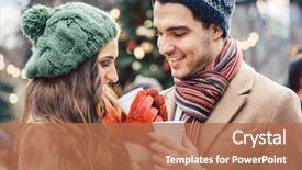  Presentation with mulled wine - Audience pleasing slides consisting of marketing - woman and man drinking mulled backdrop and a coral colored foreground