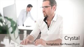  Presentation with personal - Colorful presentation enhanced with marketing audit - business man working backdrop and a soft green colored foreground