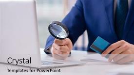  Presentation with online marketing - Amazing PPT layouts having marketing audit - man paying with credit card backdrop and a light gray colored foreground