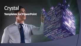  Presentation with virtual - PPT layouts consisting of marketing big data - businessman pressing virtual buttons background and a dark gray colored foreground