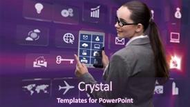  Presentation with social networks - Amazing presentation having marketing big data - woman with tablet in social backdrop and a  colored foreground