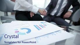  Presentation with growth human - Slide deck with marketing chart on the desktop background and a sky blue colored foreground