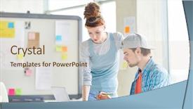  Presentation with marketing - PPT theme consisting of marketing colleagues concentrated on data background and a lemonade colored foreground