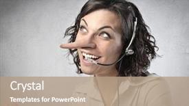  Presentation with nose bleed - Audience pleasing presentation design consisting of marketing concept - smiling insincere receptionist with long backdrop and a coral colored foreground