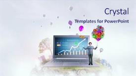  Presentation with marketing - Presentation theme with marketing focus pocus mixed media background and a sky blue colored foreground