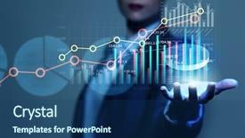  Presentation with sales growth - Colorful presentation design enhanced with marketing growth - average sales report backdrop and a ocean colored foreground