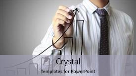  Presentation with marketing - Presentation theme featuring marketing growth - male hand drawing a graph background and a light gray colored foreground