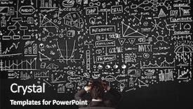  Presentation with office chair - Slide deck featuring marketing growth - young businessman sitting in office background and a dark gray colored foreground