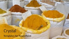  Presentation with credit market volatility - Presentation theme enhanced with marketing india - spices street market medina background and a gold colored foreground