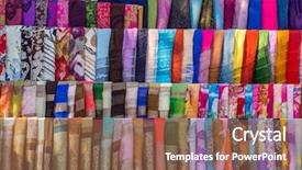  Presentation with fabrics - Slide deck having marketing india - various of colorful fabrics background and a tawny brown colored foreground