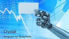  Presentation with robotic arm - Amazing presentation design having marketing machinery - composite image of robotic arm backdrop and a light blue colored foreground