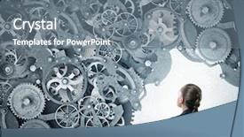  Presentation with machinery - Theme with marketing machinery - gears working mechanism mixed media background and a gray colored foreground
