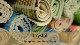  Presentation with online yard sale - PPT theme with marketing machinery - sale of bath mats background and a coral colored foreground