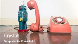  Presentation with robot toy - Slide set featuring marketing machinery - vintage grey robot toy background and a coral colored foreground