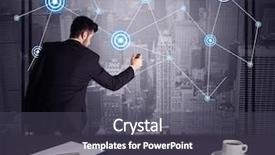  Presentation with office management - Beautiful slide set featuring marketing management - elegant businessman connecting blue circle backdrop and a dark gray colored foreground