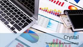  Presentation with workplace - Audience pleasing presentation theme consisting of marketing management - graphs charts business table backdrop and a light blue colored foreground