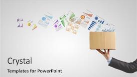  Presentation with flying - Slides having marketing management - man holding carton box background and a white colored foreground