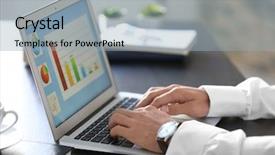  Presentation with automation - Amazing PPT theme having marketing manager using laptop backdrop and a light blue colored foreground