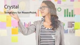  Presentation with office - Presentation theme with marketing mix - pretty designer looking at post background and a lemonade colored foreground