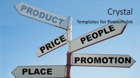  Presentation with marketing - Beautiful presentation featuring 4 directions - 5 p's of marketing backdrop and a light blue colored foreground