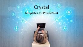  Presentation with social media - Theme having marketing online - social media concept with woman background and a  colored foreground