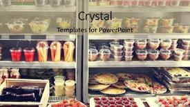  Presentation with pizza - PPT theme having marketing pizza - food in a shop background and a coral colored foreground