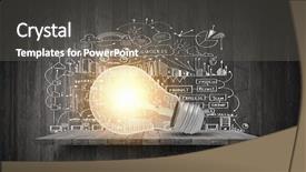  Presentation with marketing strategy - Presentation featuring marketing plan - light bulb and drawing business background and a gray colored foreground