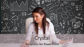  Presentation with desk - Amazing PPT layouts having marketing plan - pretty young businesswoman sitting backdrop and a light gray colored foreground