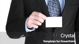  Presentation with credit card - Slide set enhanced with marketing presentation - businessman holding credit card isolated background and a  colored foreground