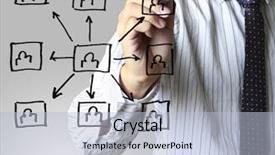  Presentation with artificial neural network structure fragment - Audience pleasing presentation consisting of marketing presentation - drawing social network structure backdrop and a light blue colored foreground