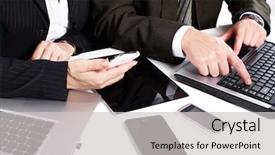  Presentation with education on computer black hands - Beautiful PPT layouts featuring marketing presentation - hands of people working backdrop and a  colored foreground