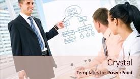  Presentation with young business people - Slides consisting of marketing presentation - young business people working background and a lemonade colored foreground