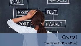  Presentation with flowchart - Slide set enhanced with marketing products - woman drawing a flowchart background and a teal colored foreground